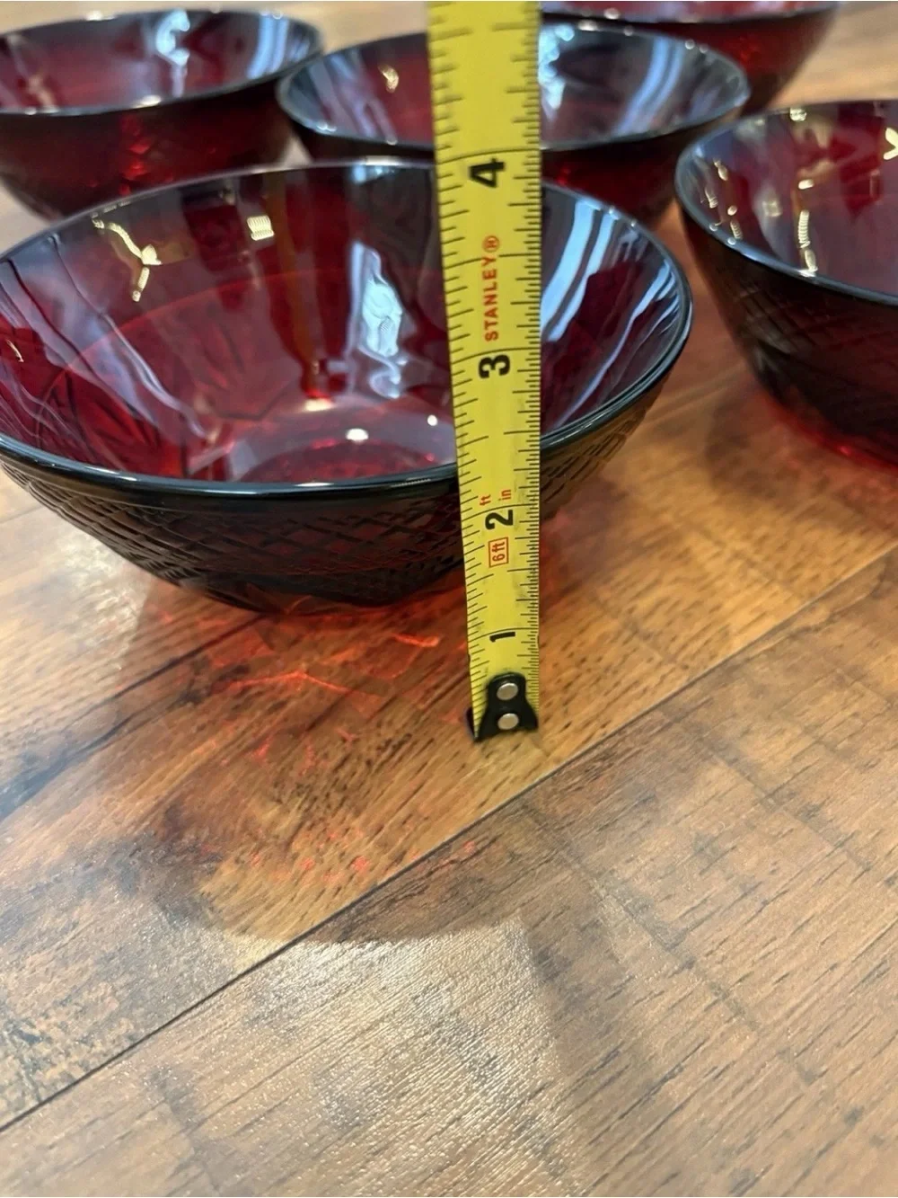 Set of 5 Cristal D'Arques Durand Antique Ruby Red 5.75” Salad Dessert Bowls